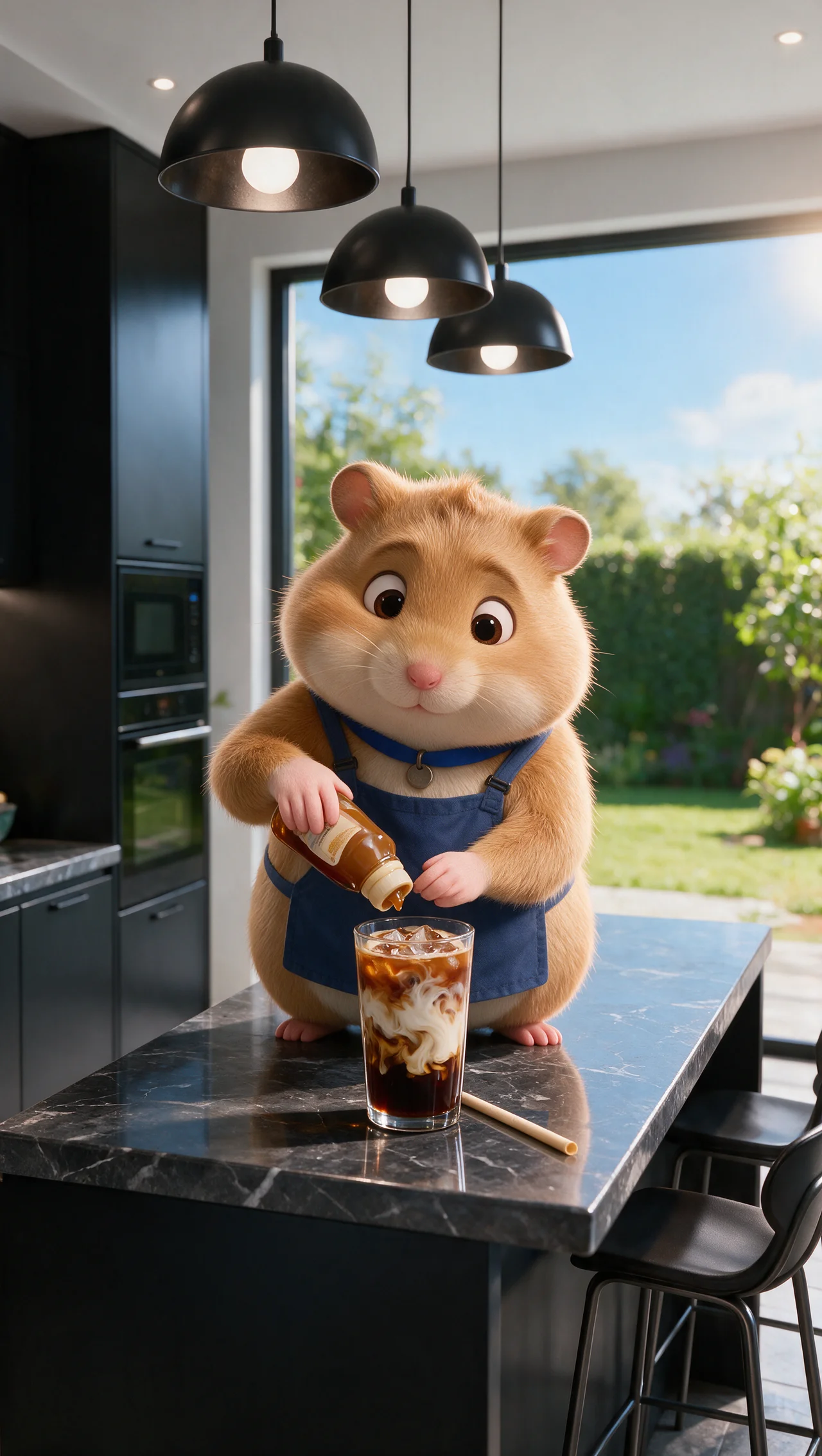 AI-generiertes Bild: Tier macht Eiskaffee