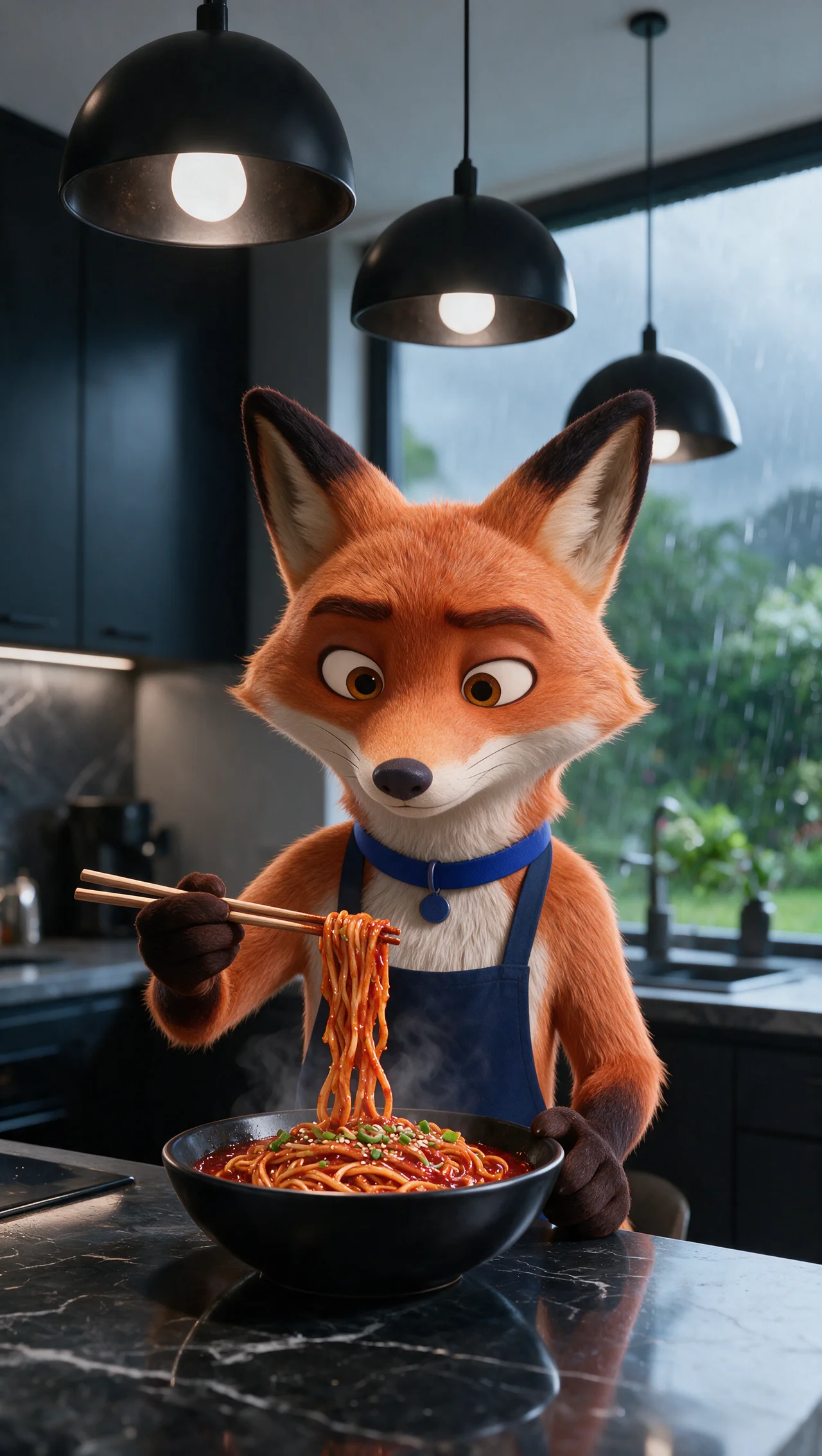 AI-generiertes Bild: Fuchs mit Ramen