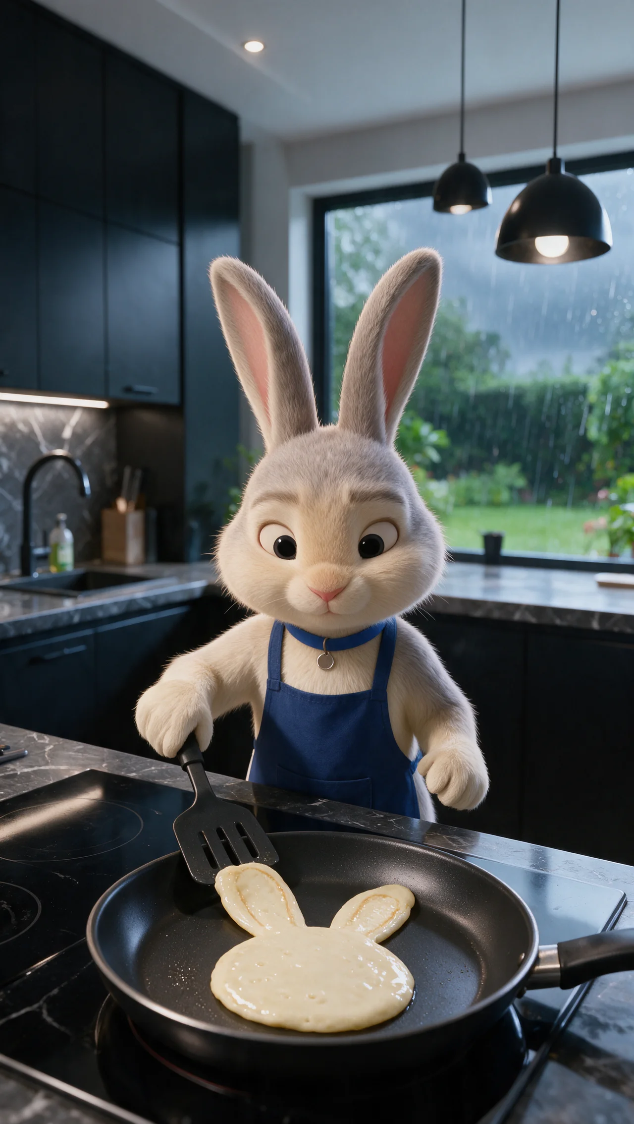 AI-generiertes Bild: Hase macht Pancakes