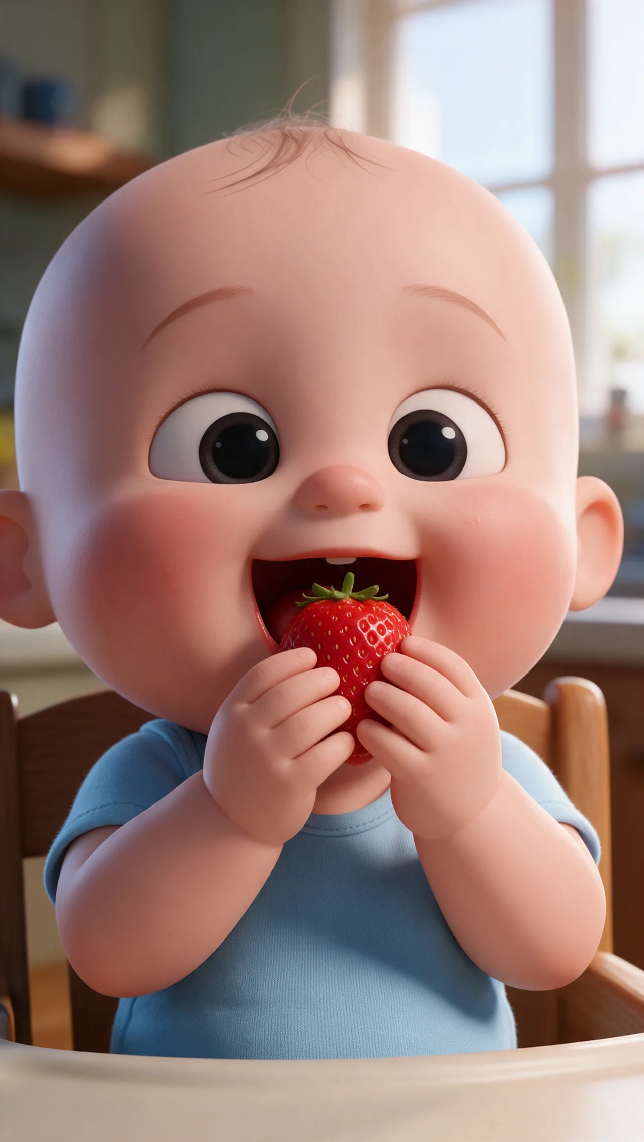 AI-generiertes Bild: Baby entdeckt Obst